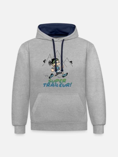 Trailrunning ist ein Super-Ultra-Trailrunner - Kontrast-Hoodie - Grau meliert/Navy