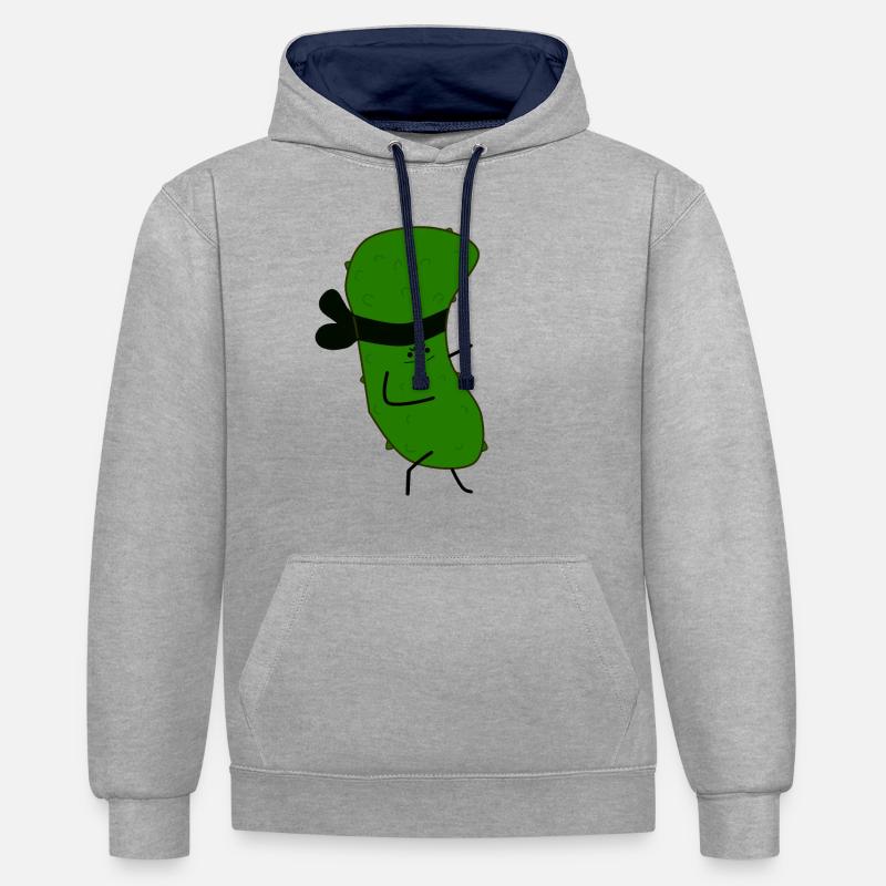 Concombre de Karaté - Sweat à capuche contrasté - gris chiné/bleu marine