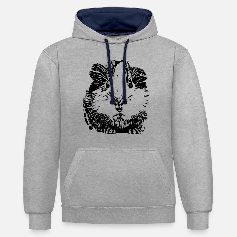 Cochons d'Inde - Sweat à capuche contrasté - gris chiné/bleu marine
