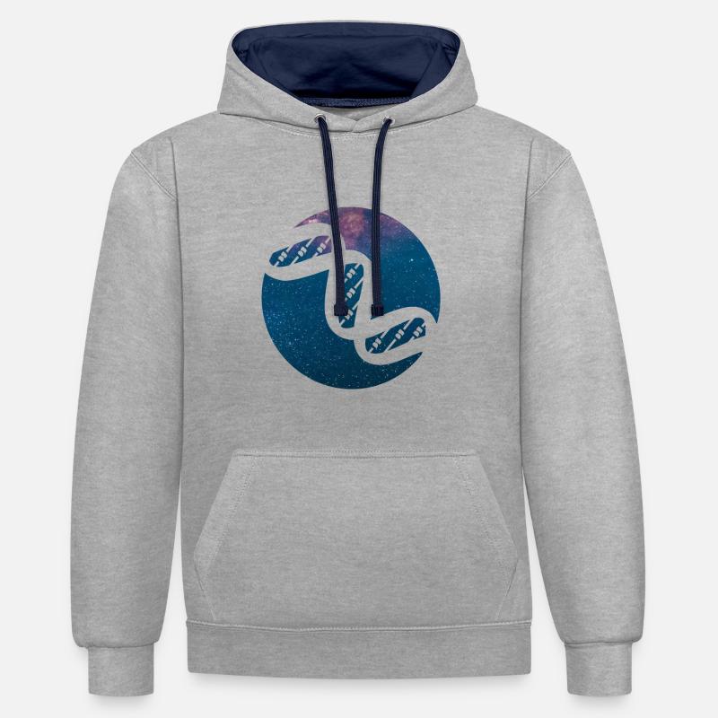 L’ADN de l’espace - Sweat à capuche contrasté - gris chiné/bleu marine