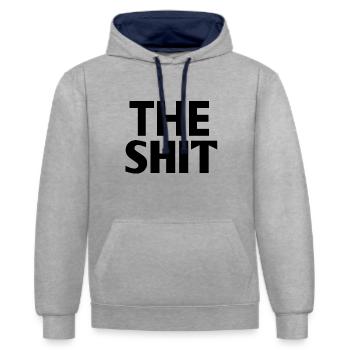 THE SHIT - Sweat à capuche contrasté - gris chiné/bleu marine - Devant - Liana (172cm) & Jaron (178cm)