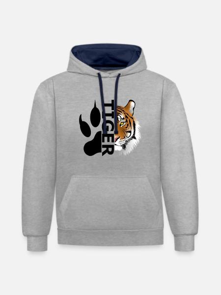 Tiger - Kontrast-Hoodie - Grau meliert/Navy