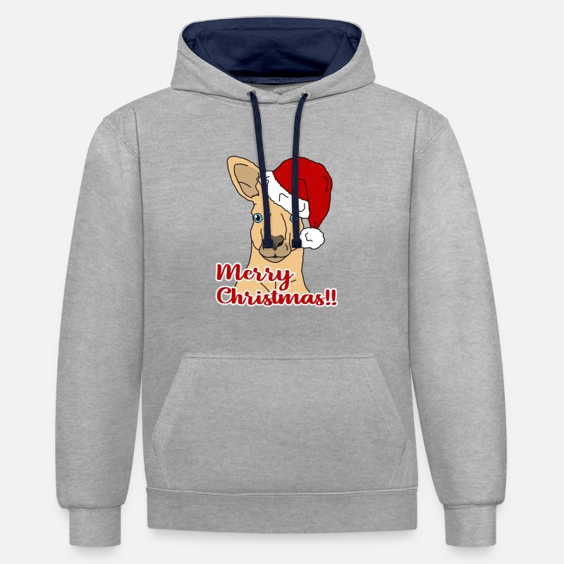 kangourou de noël - Sweat à capuche contrasté - gris chiné/bleu marine