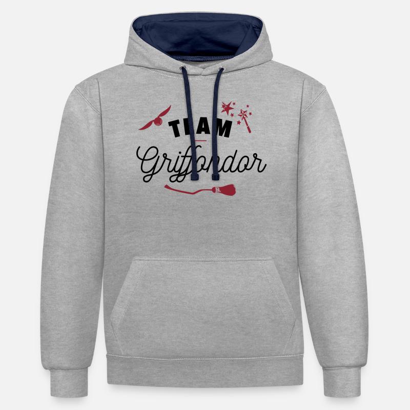 Team Griffondor - Sweat à capuche contrasté - gris chiné/bleu marine