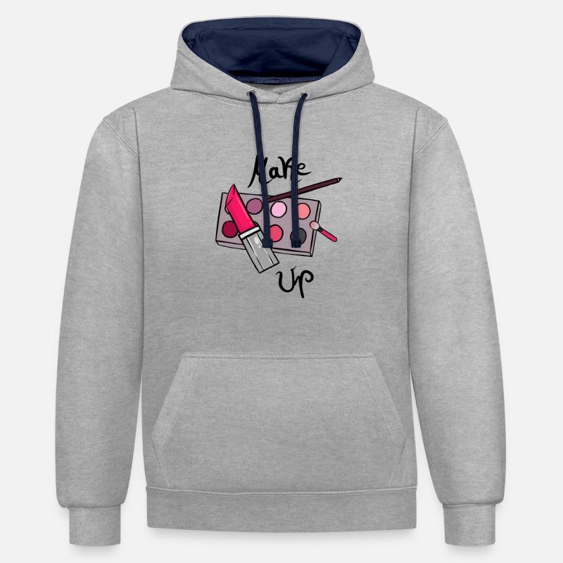 Maquiller - Sweat à capuche contrasté - gris chiné/bleu marine