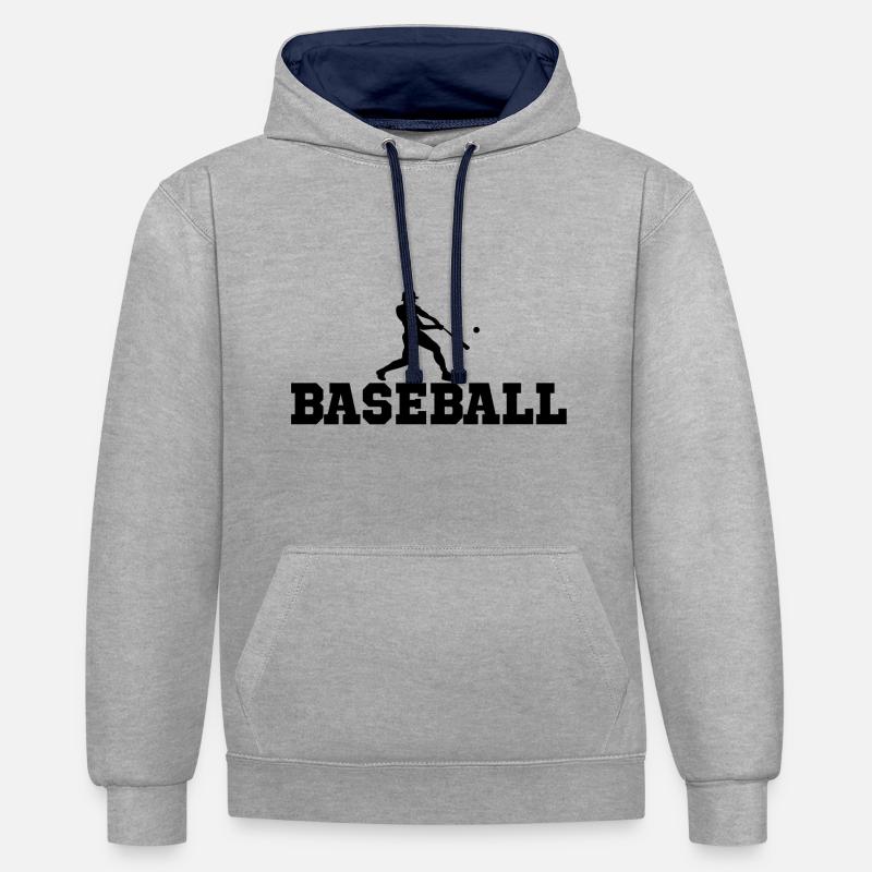 Baseball - Sweat à capuche contrasté - gris chiné/bleu marine
