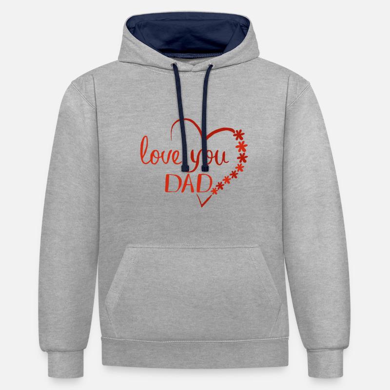 J’aime papa - Sweat à capuche contrasté - gris chiné/bleu marine