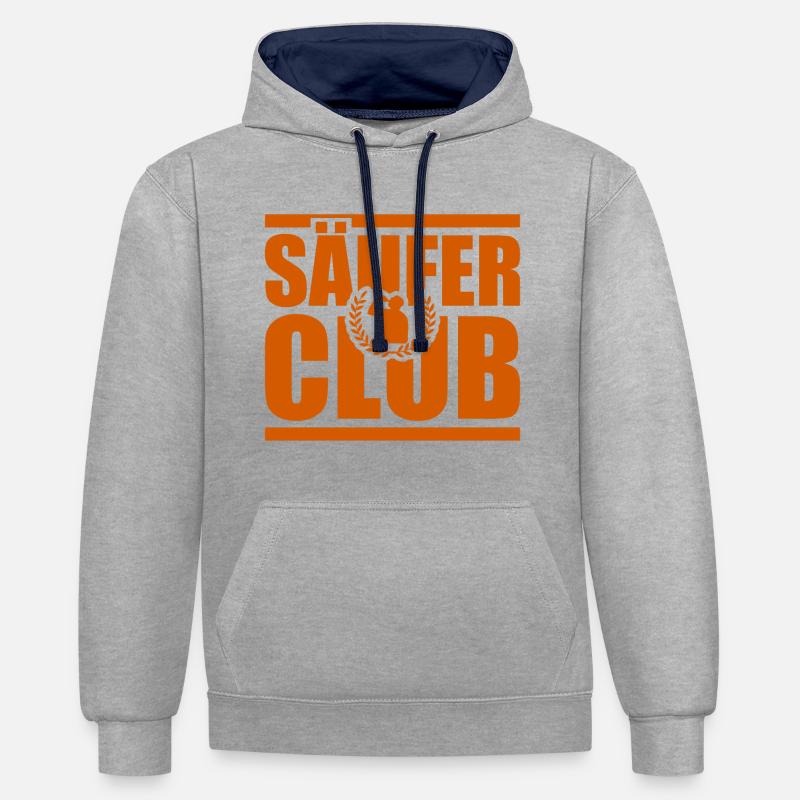 Säufer Club Team Been - Sweat à capuche contrasté - gris chiné/bleu marine