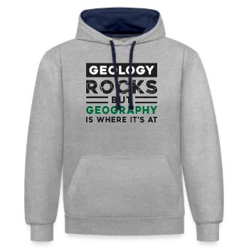 Geografie Lehrer Geocaching Geography GPS Geschenk - Kontrast-Hoodie - Grau meliert/Navy - Vorne - Liana (172cm) & Jaron (178cm)