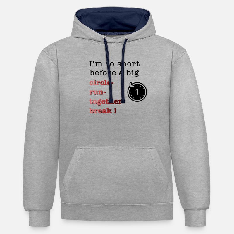 Cercle - courir - ensemble - rompre - Sweat à capuche contrasté - gris chiné/bleu marine