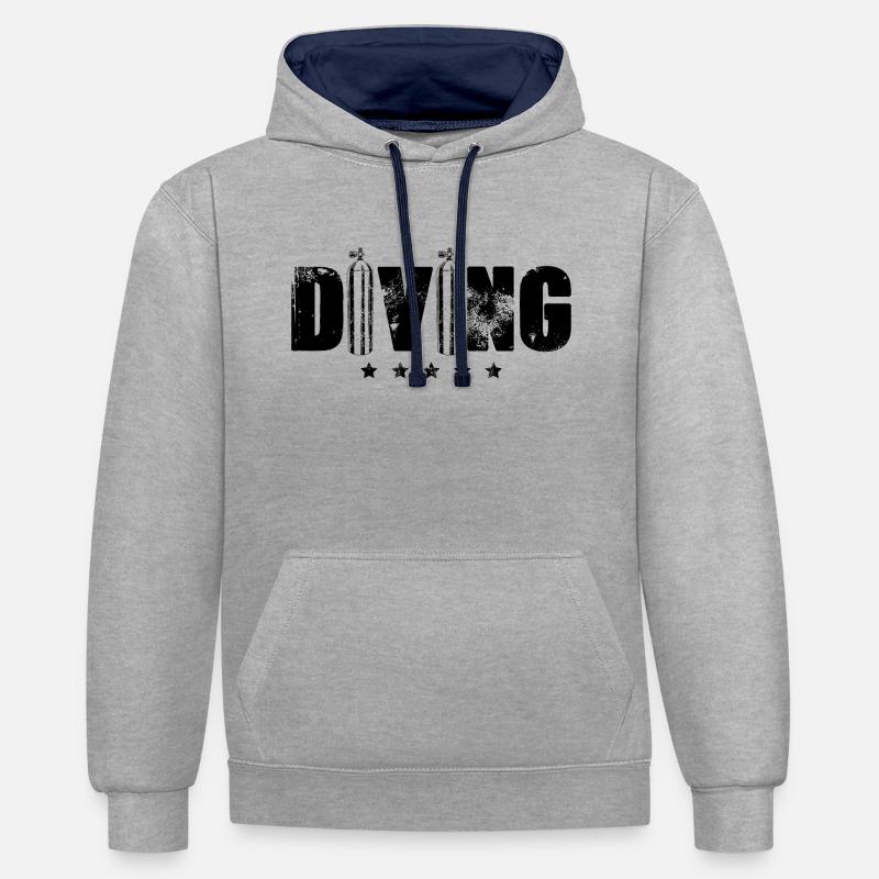 plongée plongée - Sweat à capuche contrasté - gris chiné/bleu marine