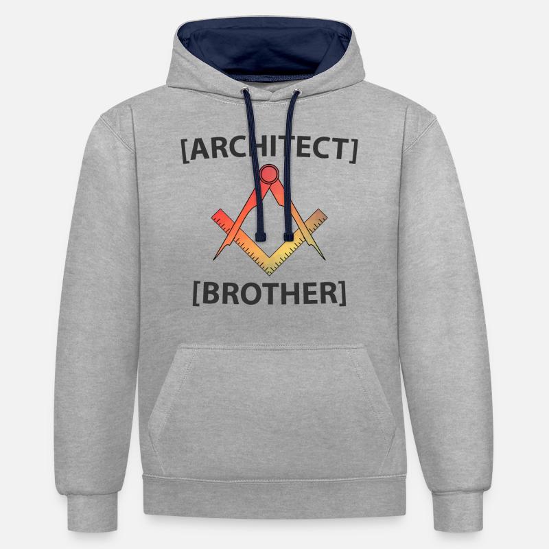 Architecte Frère - Sweat à capuche contrasté - gris chiné/bleu marine