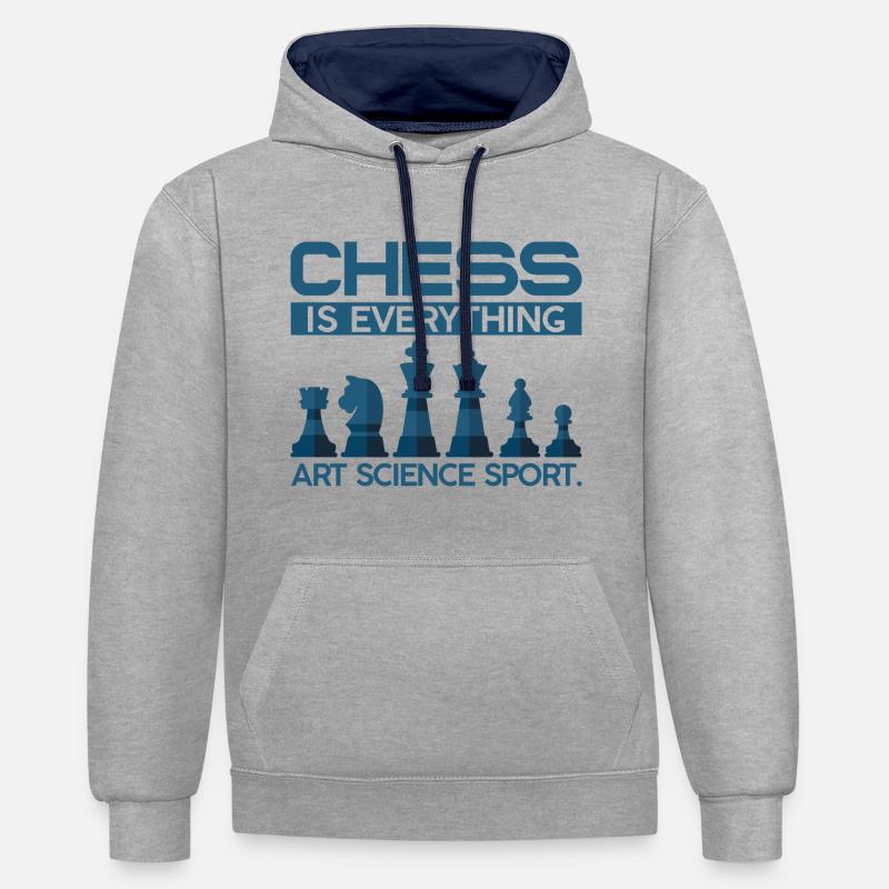 Art Science Échecs - Sweat à capuche contrasté - gris chiné/bleu marine
