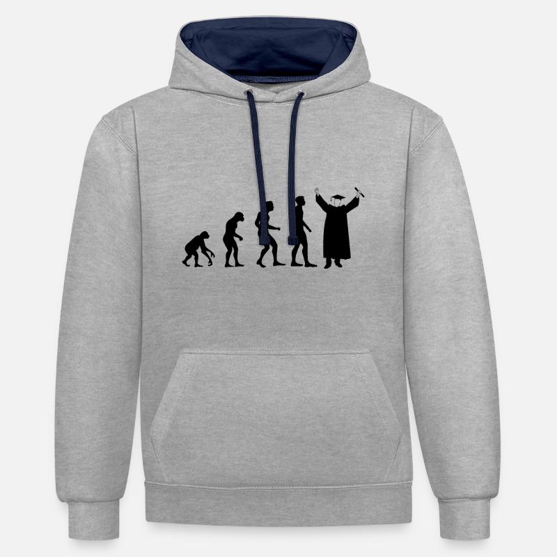 Fin de l’évolution - Sweat à capuche contrasté - gris chiné/bleu marine