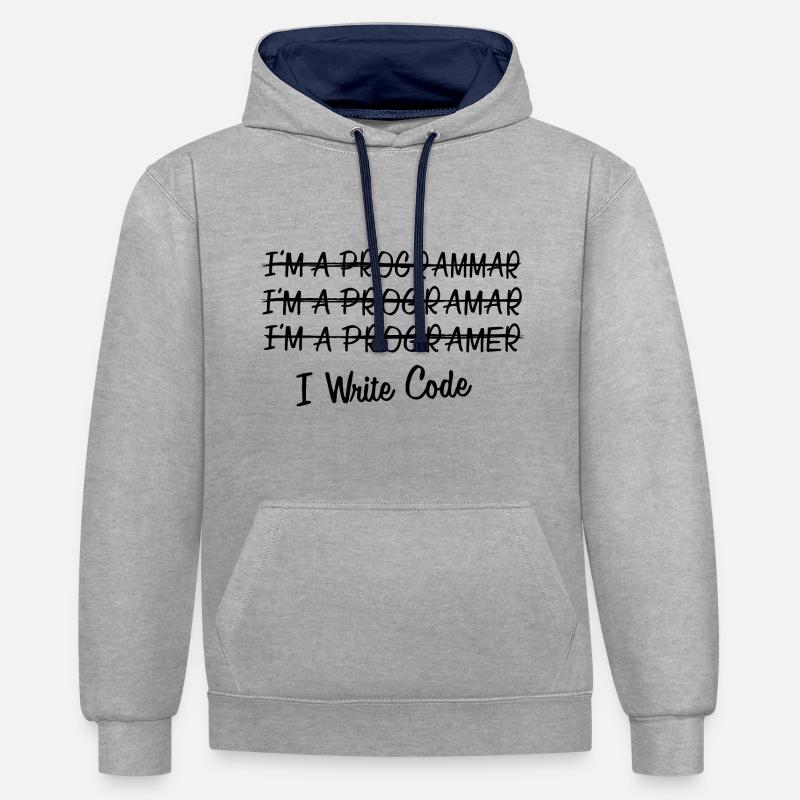 Code - Sweat à capuche contrasté - gris chiné/bleu marine