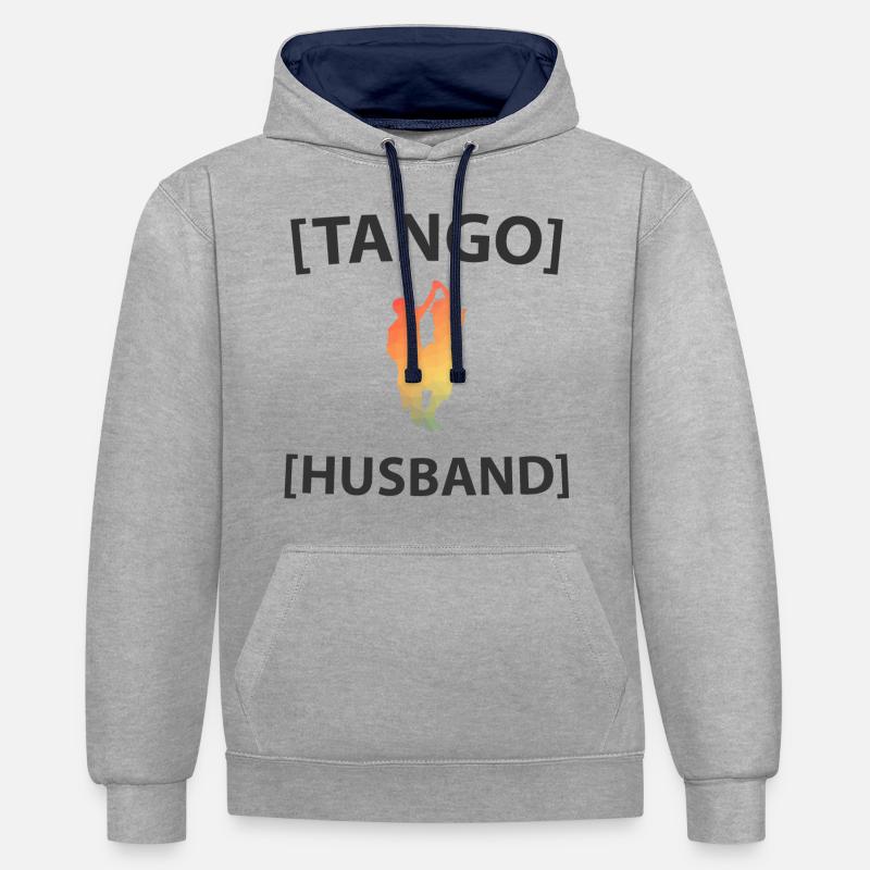 Tango Mari - Sweat à capuche contrasté - gris chiné/bleu marine