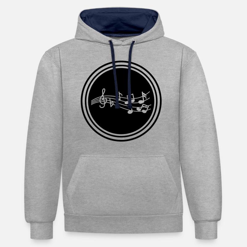 Panneau des notes de musique - Sweat à capuche contrasté - gris chiné/bleu marine