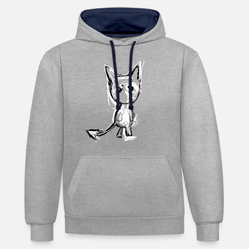 diable mal - Sweat à capuche contrasté - gris chiné/bleu marine