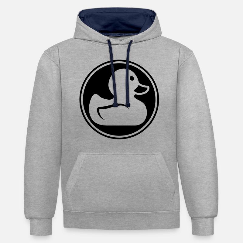 Icône de canard - Sweat à capuche contrasté - gris chiné/bleu marine