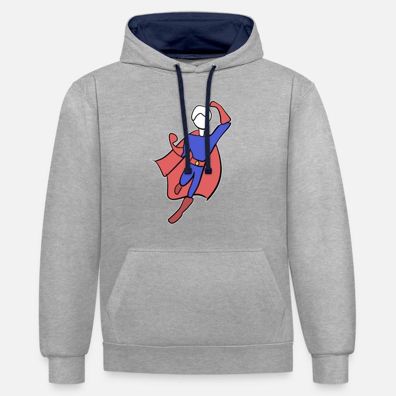 superheld held symbol mann retter - Kontrast-Hoodie - Grau meliert/Navy
