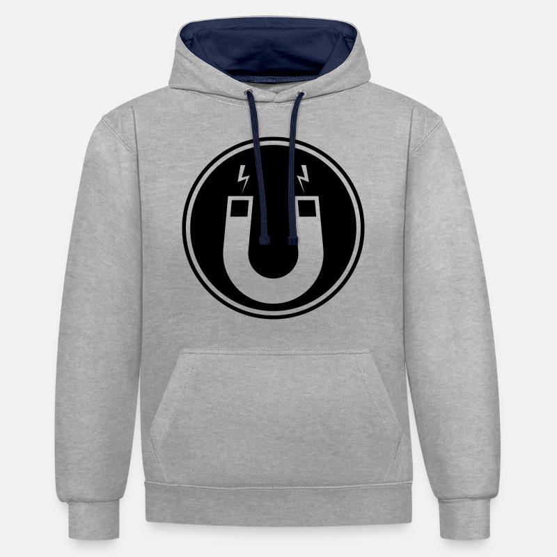 Aimant en fer à cheval - Sweat à capuche contrasté - gris chiné/bleu marine
