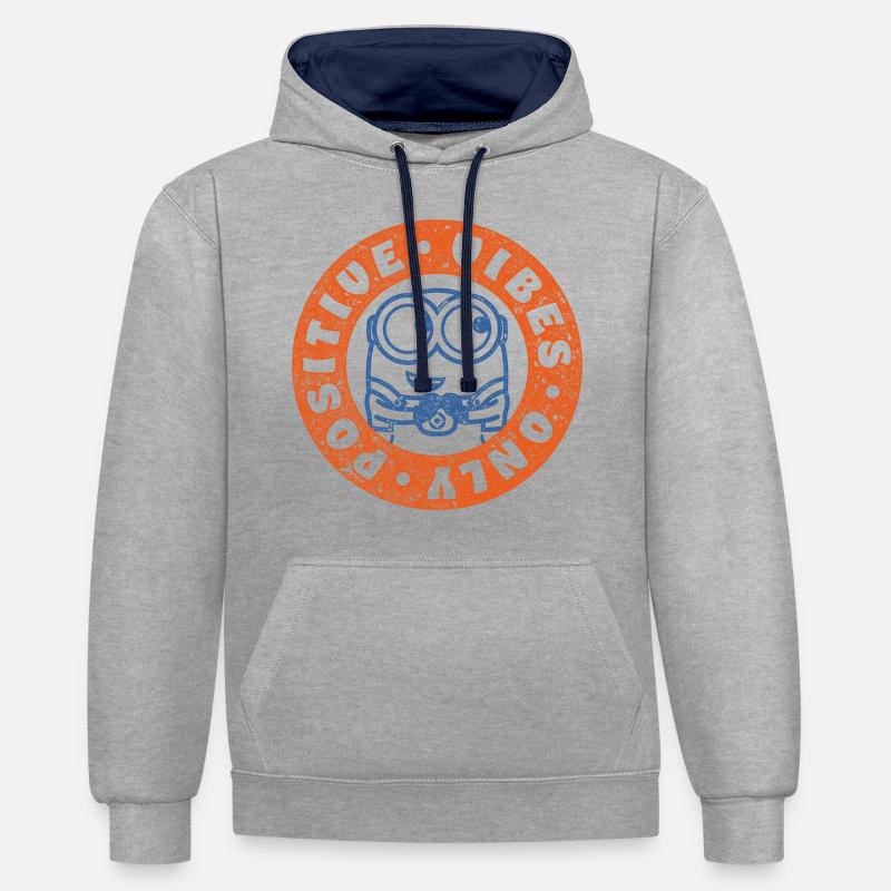 Minions Bob Vibraciones Positivas - Sudadera con capucha contraste - gris jaspeado/azul marino