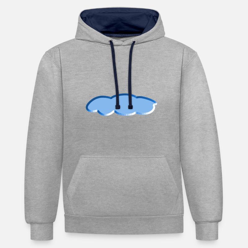 symbole de nuage bleu ciel - Sweat à capuche contrasté - gris chiné/bleu marine
