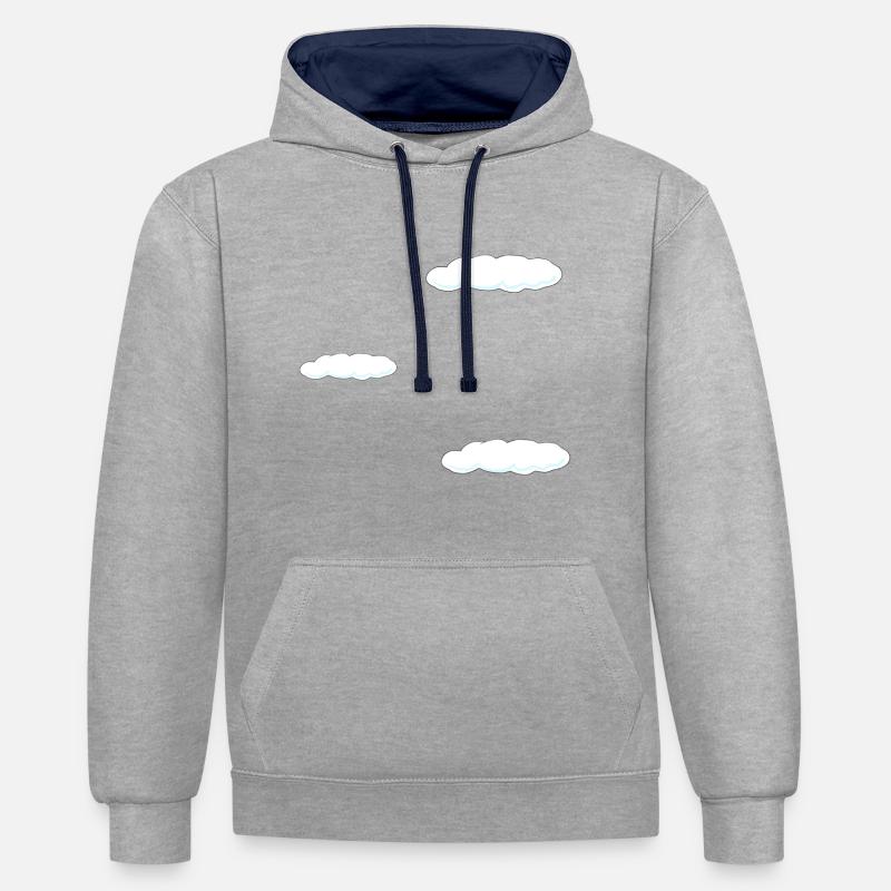 sky background three clouds - Contrast hoodie - heather grey/navy