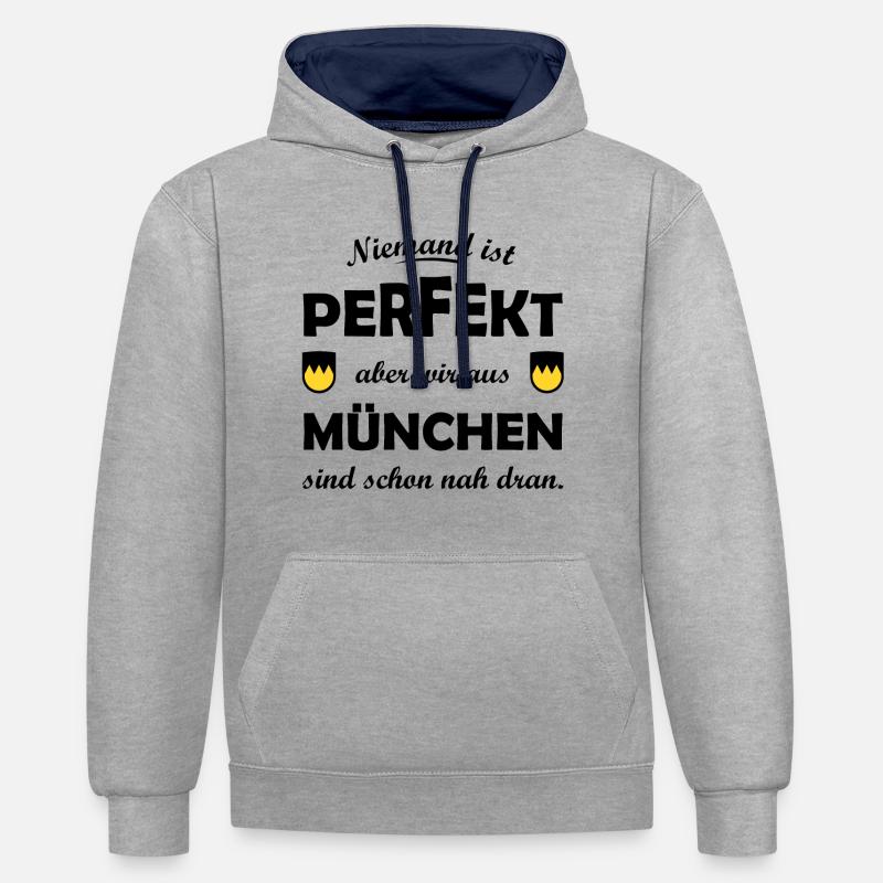 Parfait de Munich - Sweat à capuche contrasté - gris chiné/bleu marine
