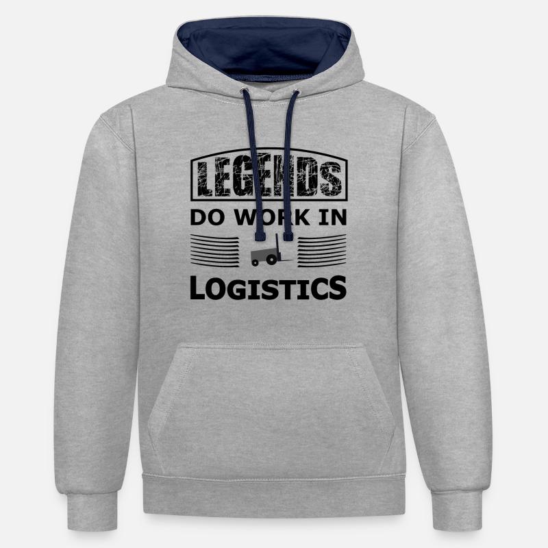 Légende de la logistique - Sweat à capuche contrasté - gris chiné/bleu marine