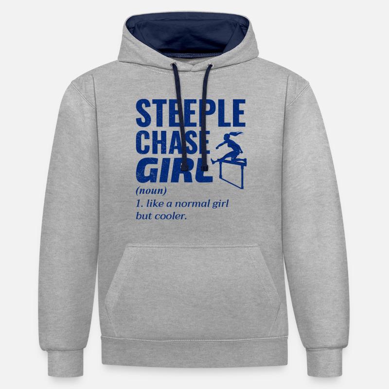Hindernislauf Mädchen Hindernisläufer Leichtathletik - Kontrast-Hoodie - Grau meliert/Navy