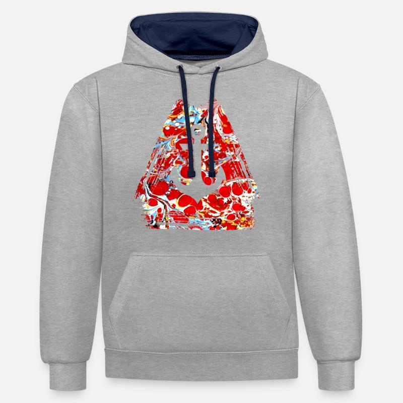 anker e 251 - Kontrast-Hoodie - Grau meliert/Navy