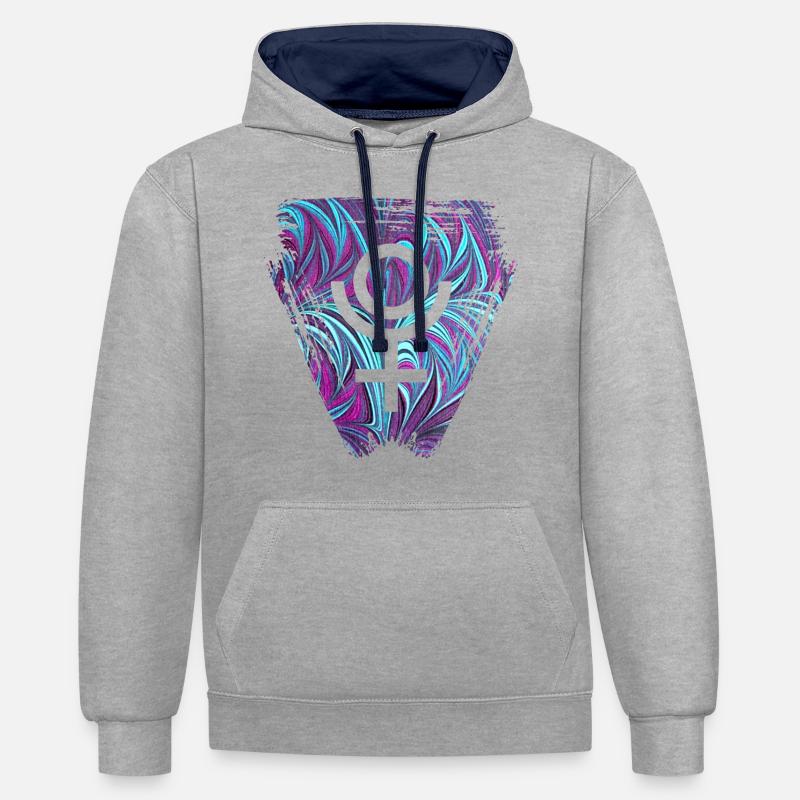 pluton e 74 - Sweat à capuche contrasté - gris chiné/bleu marine