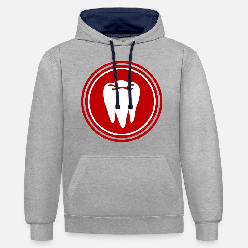 Symbole de l’icône de dent - Sweat à capuche contrasté - gris chiné/bleu marine