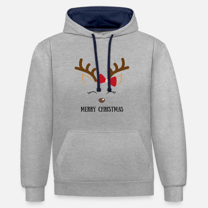 Période de Noël - Sweat à capuche contrasté - gris chiné/bleu marine