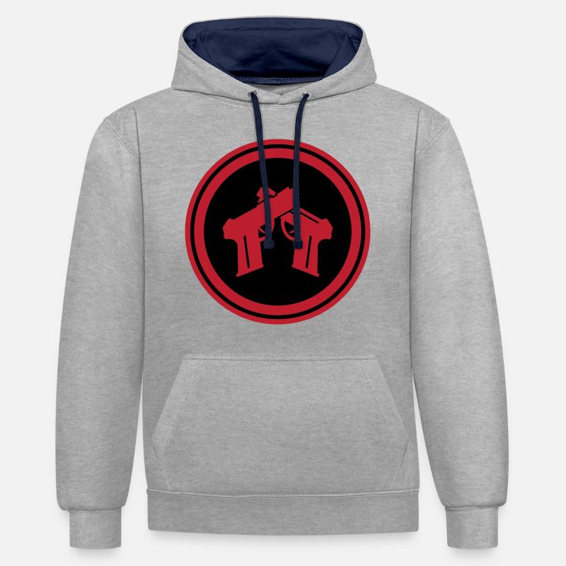 Symbole du pistolet - Sweat à capuche contrasté - gris chiné/bleu marine