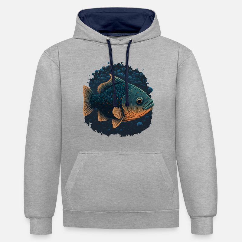 Aquarium Ventilator - Kontrast-Hoodie - Grau meliert/Navy