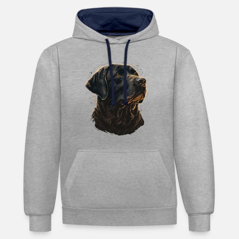 Nice Labrador Retriever Illustration - Sweat à capuche contrasté - gris chiné/bleu marine