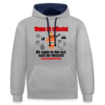 JGA - Kontrast-Hoodie - Grau meliert/Navy - Vorne - Liana (172cm) & Jaron (178cm)