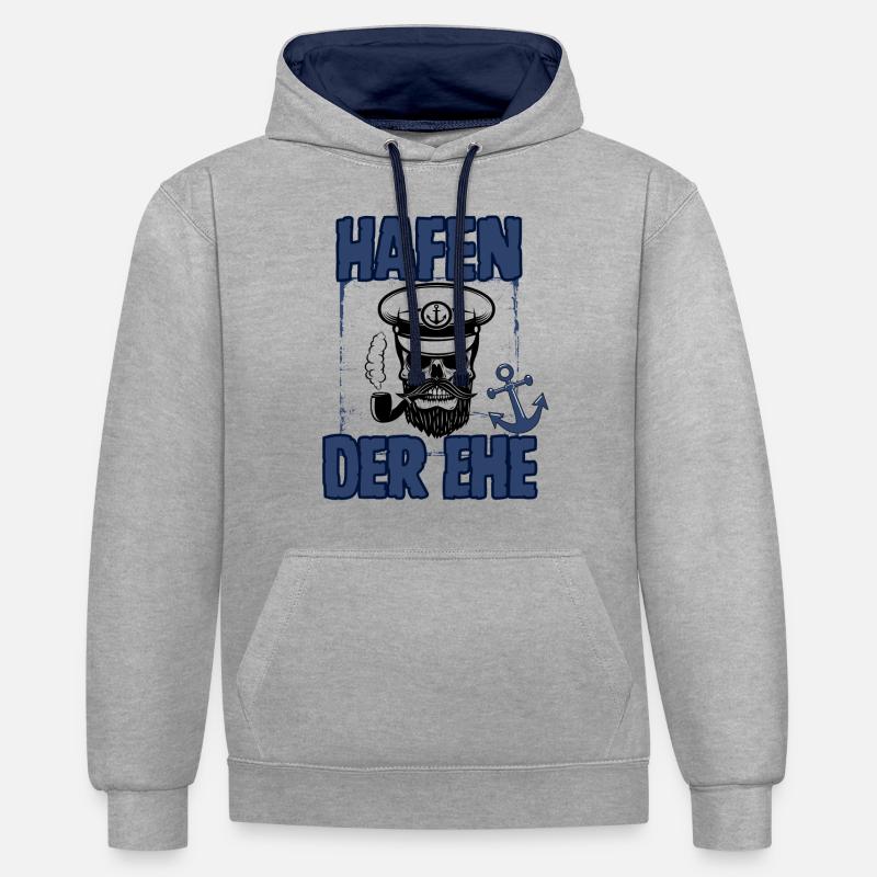 Havre de mariage - Sweat à capuche contrasté - gris chiné/bleu marine