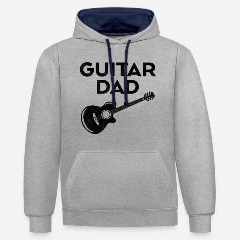 Papa guitare - Sweat à capuche contrasté - gris chiné/bleu marine