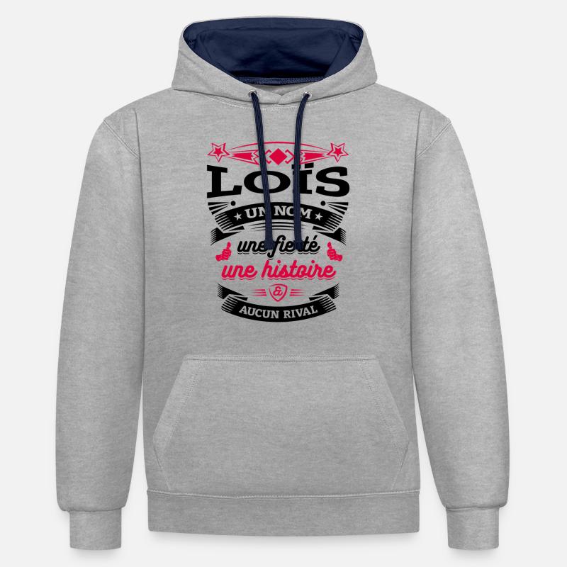 LOÏS PARFAIT - PRENOM LOÏS - Sweat à capuche contrasté - gris chiné/bleu marine