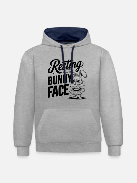 Resting Bunny Face - Contrast hoodie - heather grey/navy