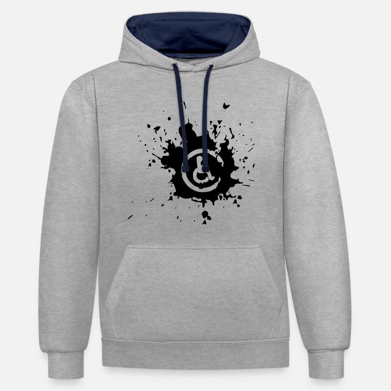 Éclaboussure d’image en fauteuil roulant # - Sweat à capuche contrasté - gris chiné/bleu marine