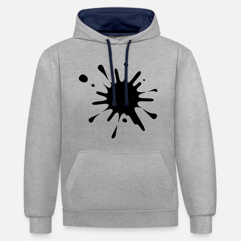 Image d’éclaboussure de peinture* - Sweat à capuche contrasté - gris chiné/bleu marine