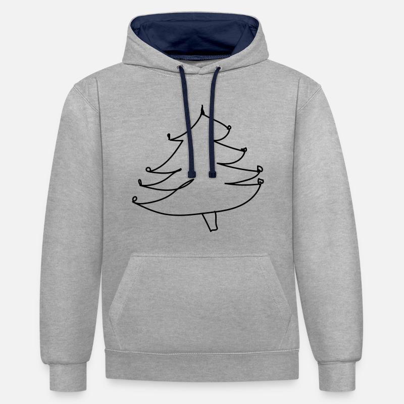 Weihnachtsbaum-Pullover (falscher Weihnachts-Pullover) - Kontrast-Hoodie - Grau meliert/Navy