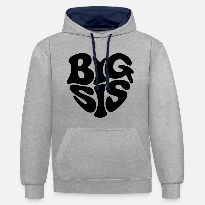 Grande Sœur - Sweat à capuche contrasté - gris chiné/bleu marine