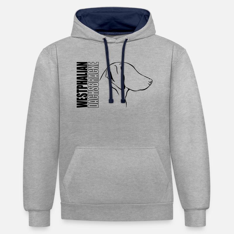 WESTPHALIEN DACHSBRACKE Profil Chiens Wilsigns - Sweat à capuche contrasté - gris chiné/bleu marine