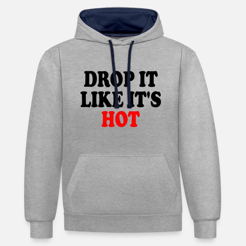 drop it like its hot - Sweat à capuche contrasté - gris chiné/bleu marine