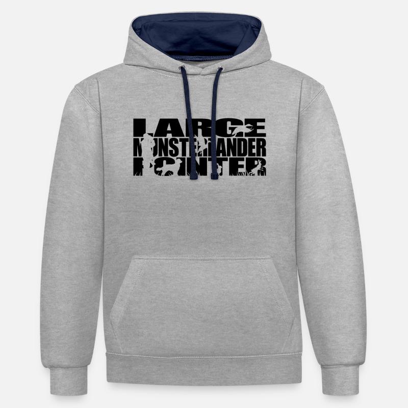 LARGE MUNSTERLANDER POINTER Jagdhunde Wilsigns - Kontrast-Hoodie - Grau meliert/Navy